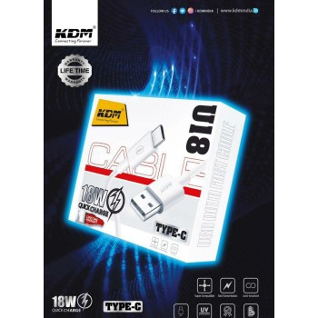 KDM- 18 W WIRED CHARGER QUICK CHARGE TYPE-C CABLE