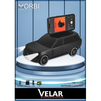 Morbi car Bluetooth speaker with UP TO 5H play time wireless, Outdoor flash light, FM Radio, USB, Memory card and 12W SPUER Sound