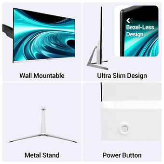 ZEBRONICS A24FHD LED Monitor, 24 inch 60.96cm, 250 nits, 100Hz, Slim Design, FHD, 1080p, Wall Mountable, HDMI, VGA, Ultra Slim Bezel, Metal stand, Built-in Speakers