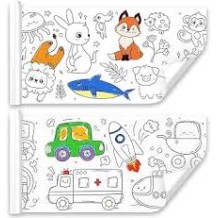 Kids Coloring Roll Paper – Large Creative Coloring Sheets with Cute Animals, Vehicles & Space Designs for Fun Learning (3 Metre)