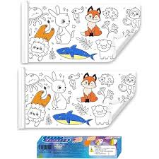 Kids Coloring Roll Paper – Large Creative Coloring Sheets with Cute Animals, Vehicles & Space Designs for Fun Learning (3 Metre)