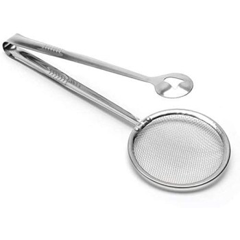 2-in-1 Stainless Steel Kitchen Tongs and Filter Spoon – Multi-Functional Fried Food Clip Tool