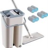 Scratch Mop with Bucket Hands-Free Microfiber Flat Spin Mop for Easy Cleaning