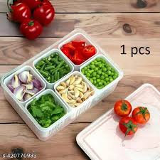 DAILYFY HUB Multi-Grid Fridge Storage Box – 6-Compartment BPA-Free Organizer Tray with Lid