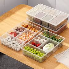 DAILYFY HUB Multi-Grid Fridge Storage Box – 6-Compartment BPA-Free Organizer Tray with Lid