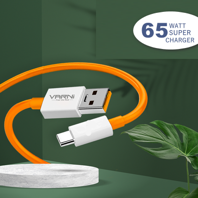 VARNI USB TO TYPE-C DATA Cable with 65watt super fast cable, Quick charger, Fast data Transfer for all micro port enable device 