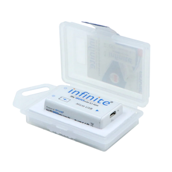 Infinite 9volt 800mAh USB Rechargeable Li-ion Battery with USB charging Port for Toys, gaming controller ERB-9V-MU