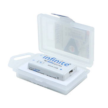 Infinite 9volt 800mAh USB Rechargeable Li-ion Battery with USB charging Port for Toys, gaming controller ERB-9V-MU