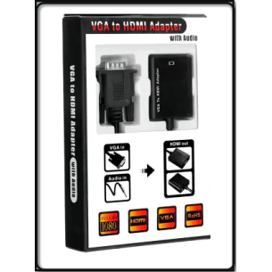 VGA to HDMI Adapter Converter with Audio Port 1080p HD Video Converter for PC Laptop TV Box Projector Cable 