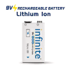 Infinite 9volt 800mAh USB Rechargeable Li-ion Battery with USB charging Port for Toys, gaming controller ERB-9V-MU