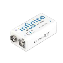 Infinite 9volt 800mAh USB Rechargeable Li-ion Battery with USB charging Port for Toys, gaming controller ERB-9V-MU