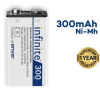 Infinite 9v Ni-MH 300mAh RECHARGEABLE BATTERY for toys, electric device, camera flash light, Gaming Controller