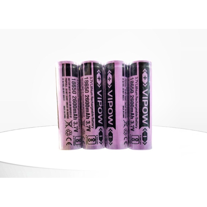 Vipow 2600mah Flat 3.7v Rechargeable High Capacity Battery for toys, clock, remote electric device 18650