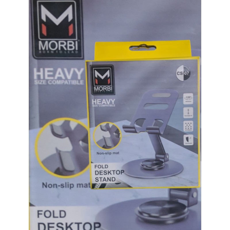Morbi Foldable Portable Phone Stand Phone Holder with non-slip mat, Hold Up Adjustable, General purpose, strong support, fold-out portable and heavy size compatible for Phone, iPad, Desk, Desktop Tablet CS-07