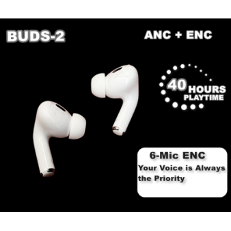 Morbi Buds-2 Pro up to 40H Playtime Wireless Earbuds with Touchscreen Display, ANC, ENC, Bluetooth Calling & Free Silicone Cover
