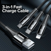 VARNI Data cable 3-in-1 100W super fast cable with Quick charging, Smart display, data transfer, 3 output micro, type-c and lightning cable metal cable LASER
