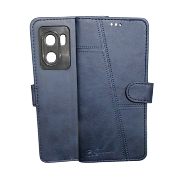 Flip case cover with leather finishing, lining design, camera protector cut, Inbuilt Stand, Shockproof Wallet Style flip cover for Realme Narzo 50 5G