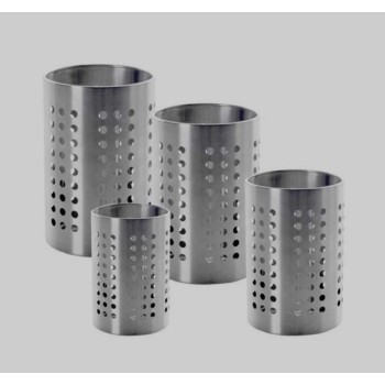 Stainless Steel Spoon Stand Cutlery Holder with Design of cut-out circles combo pack of (4pc) big size and small size