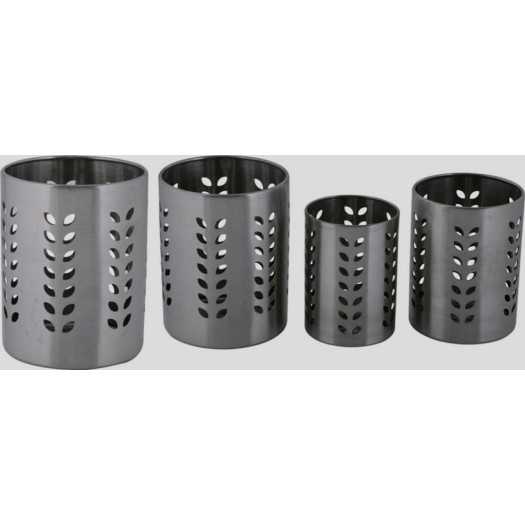 Stainless Steel Spoon Stand Cutlery Holder with Design of cut-out circles combo pack of (4pc) big size and small size