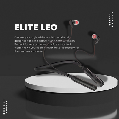 Elite Infotech Hycot+C2 Leo wireless Bluetooth with magnetic, Transparent Neckband, HD sound quality up to 40hr play time black