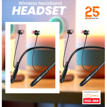 MXD Wireless Bluetooth neckband HEADSET up to 25h play time, Bluetooth calling, HD sound quality, magnetic finishing MXD-368