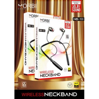 morbi wireless bluetooth neckband with up to 65hours music play time HD Sound quality NB-100 dolby sound