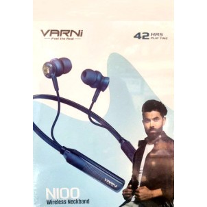 VARNI wireless bluetooth neckband earphone with up to 42hrs plytime gaming, HD calling, bass booster N100