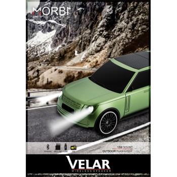 Morbi car Bluetooth speaker with UP TO 5H play time wireless, Outdoor flash light, FM Radio, USB, Memory card and 12W SPUER Sound