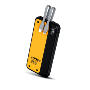 VARNI Power Bank 12000mAh 30W with type-c and lightning cable, 2 USB port, 1 charging port type-c power series 