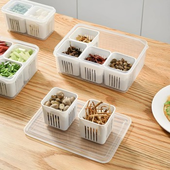 Fridge Storage Box – Freezer & Kitchen Organizer for Vegetables & Food (1 Pc) - 6 Grid / Color Box