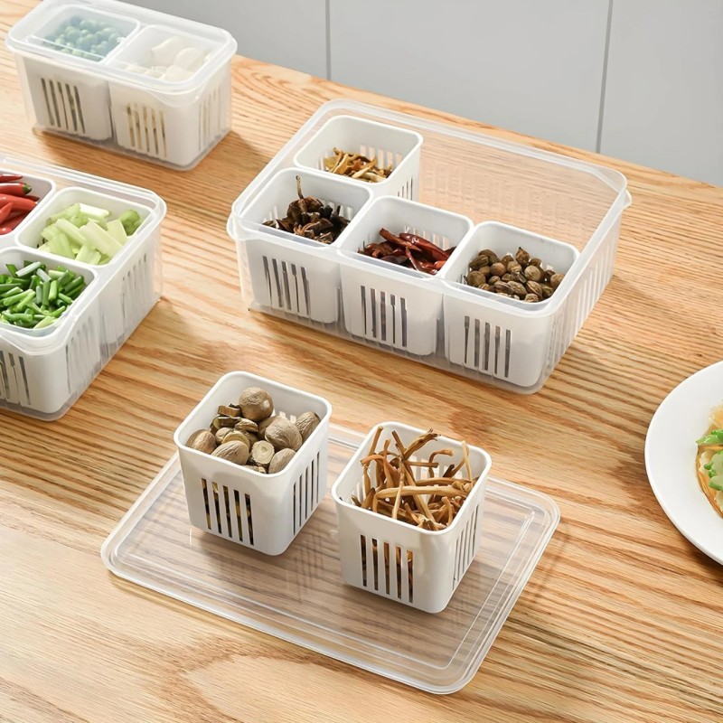 Fridge Storage Box – Freezer & Kitchen Organizer for Vegetables & Food (1 Pc) - 6 Grid / Color Box