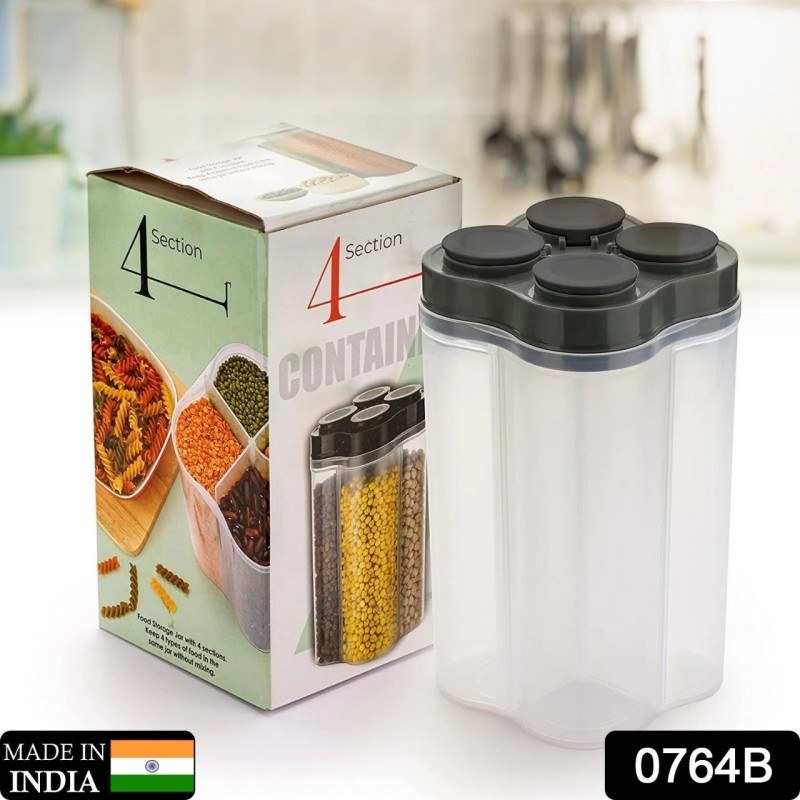 Plastic Lock Food Storage 4 Section Container Jar for Grocery, Fridge Container.