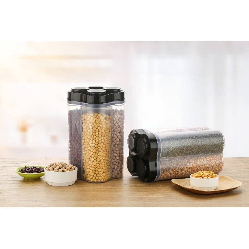  Plastic Lock Food Storage 4 Section Container Jar for Grocery, Fridge Container.