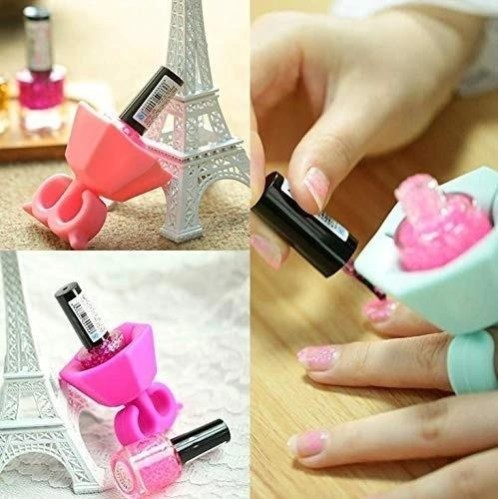 Nail Polish Holder Ring with Nail Polish Holder Stand, Fingernail Painting Tools, Manicure and Pedicure Accessories