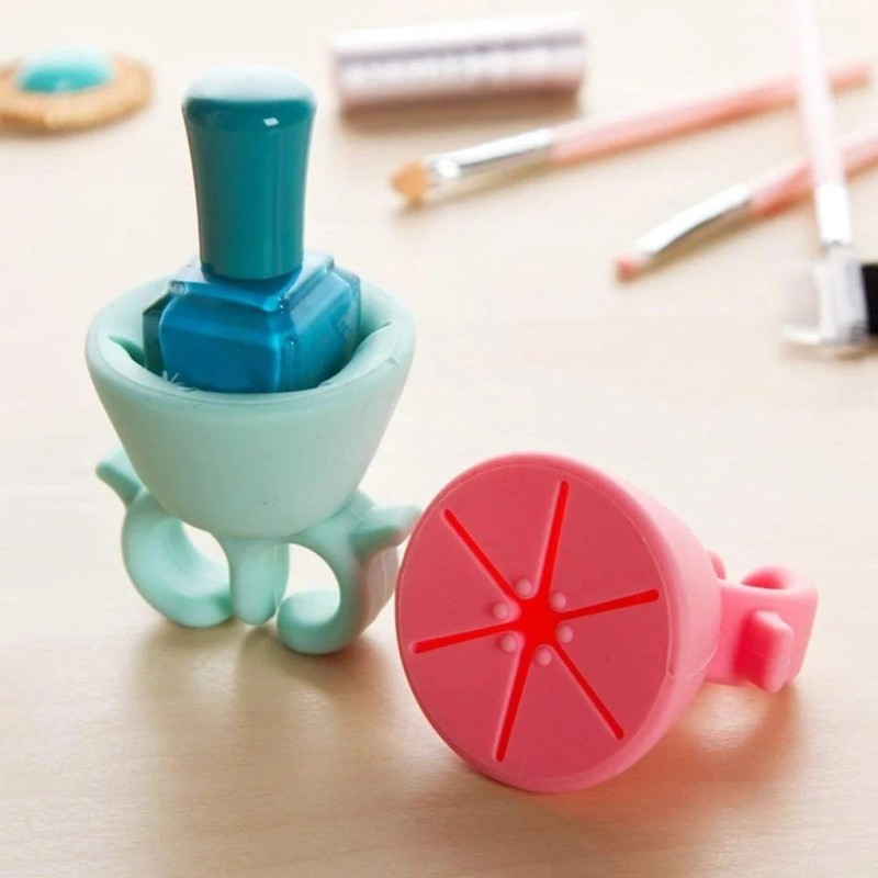 Nail Polish Holder Ring with Nail Polish Holder Stand, Fingernail Painting Tools, Manicure and Pedicure Accessories