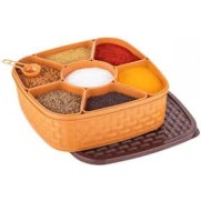 Premium Plastic Masala Box with 7 Compartments & Spoon – Spice Organizer for Kitchen