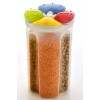 4 Section Multipurpose Plastic Food Storage Container with Colorful Lids – Airtight Kitchen Organizer for Pulses, Grains & Cereals