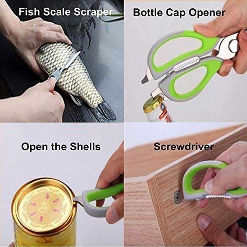 Premium Multi-Purpose Stainless Steel Kitchen Scissors with Blade Cover – Heavy Duty Food Cutting Shears