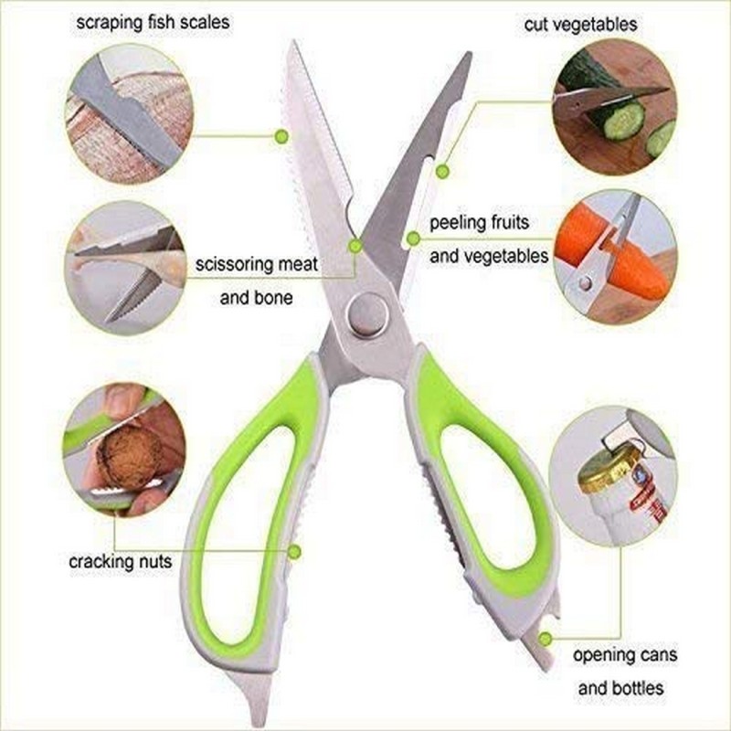 Premium Multi-Purpose Stainless Steel Kitchen Scissors with Blade Cover – Heavy Duty Food Cutting Shears