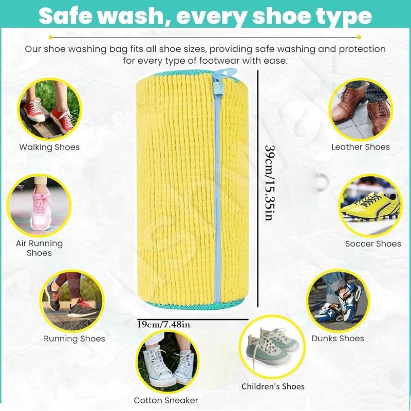 Premium Shoe Washing Bag for Washing Machine – Cylindrical Shoe Cleaner Bag with Soft Microfiber Protection for Men & Women Shoes Premium Shoe Washing Bag for Washing Machine – Cylindrical Shoe Cleaner Bag with Soft Microfiber Protection for Men & Women Shoes