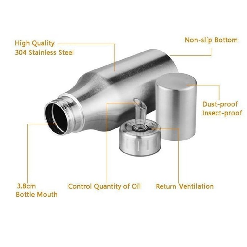 Stainless Steel Oil Dispenser Bottle – Leak-Proof Kitchen Oil Pourer for Olive Oil, Vinegar, and Cooking Sauce