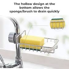 Stainless Steel Kitchen Sink Sponge Holder – Faucet Hanging Soap & Scrubber Rack Organizer