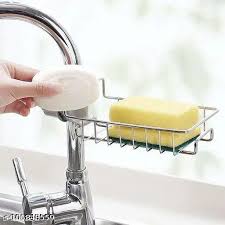 Stainless Steel Kitchen Sink Sponge Holder – Faucet Hanging Soap & Scrubber Rack Organizer