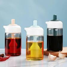 Believers Group Glass Oil Dispenser with Silicone Brush | Leak-Proof Kitchen Oil Bottle