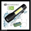 Rechargeable LED Torch Light with Side COB Lamp, USB Charging Flashlight with Carry Case