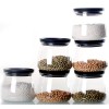 6-Piece Transparent Storage Jar Set with Black Lids – Airtight, Stackable and Stylish