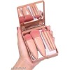Portable Makeup Brush Set with Storage Box & Mirror – 5 Pcs Professional Cosmetic Brushes