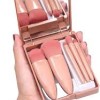 Portable Makeup Brush Set with Storage Box & Mirror – 5 Pcs Professional Cosmetic Brushes