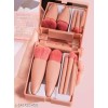 Portable Makeup Brush Set with Storage Box & Mirror – 5 Pcs Professional Cosmetic Brushes