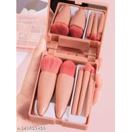 Portable Makeup Brush Set with Storage Box & Mirror – 5 Pcs Professional Cosmetic Brushes